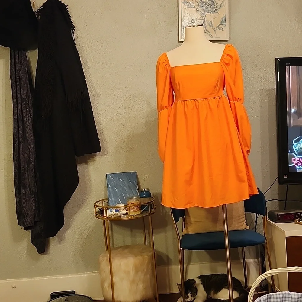 Exlura NWT Boho Peasant Dress Coral Like Color Sz. Small - Picture 5 of 15